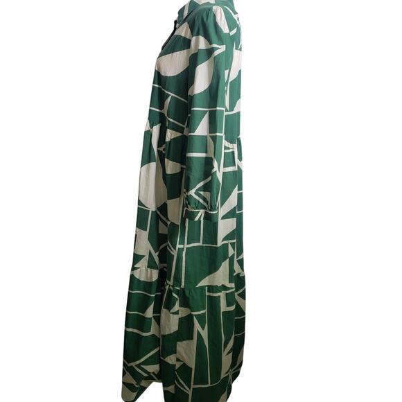 Zara Green and White Midi Dress - Picture 3 of 9